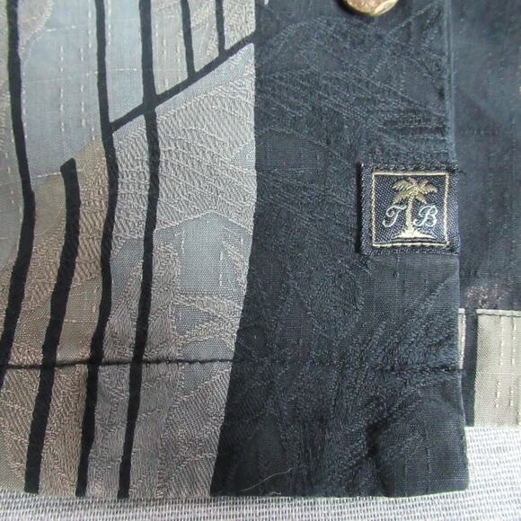 Tommy Bahama Shirt Mens Large Black Geometric Island Zone Hawaiian Beach Ripstop - Picture 4 of 10
